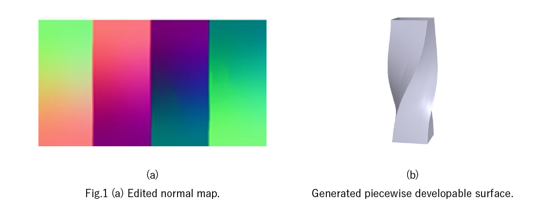(a)Edited normal map. (b) Generated piecewise developable surface. 